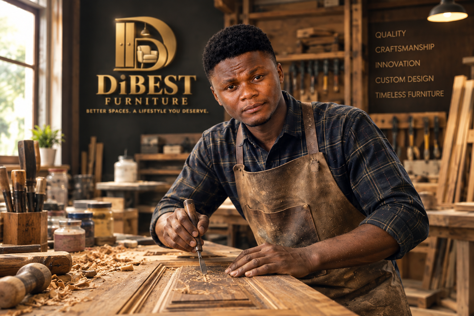 Patrick Chinagorom at work in the DiBest workshop