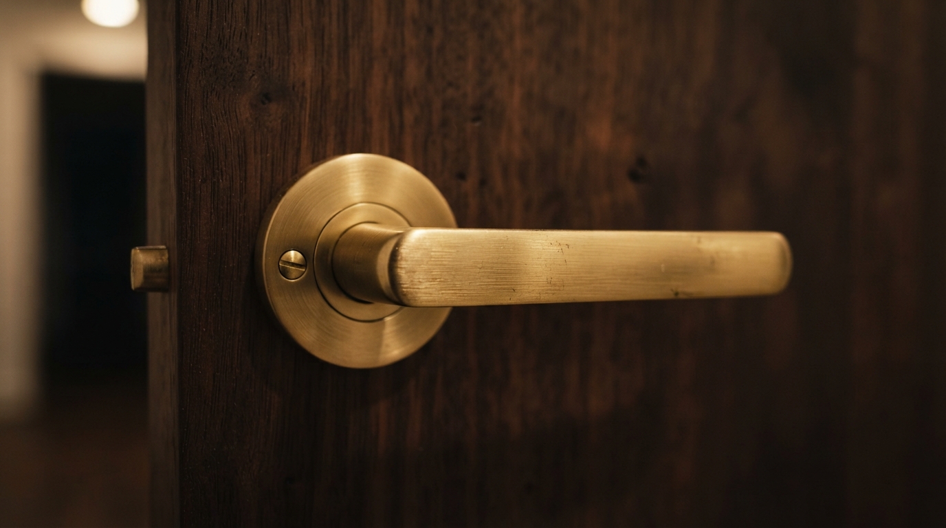 Brushed gold door handle detail