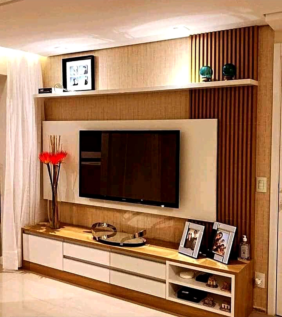 TV console unit styled with decor
